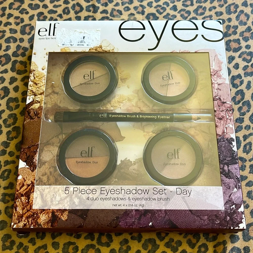 E.L.F Cosmetics Eyeshadow Duo Palettes Brush & Brightening Eyeliner 5 Piece Set